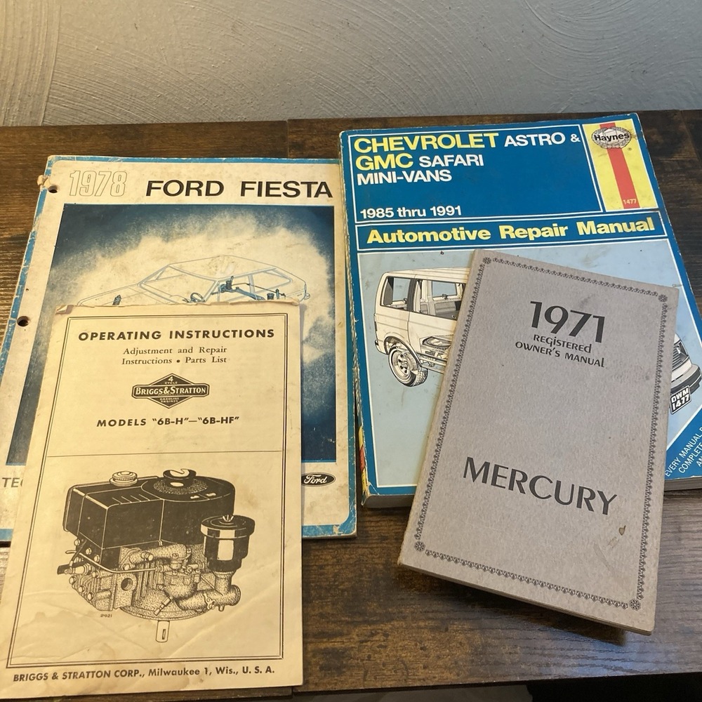 Car Manual Vtg Lot of 4 Repair Owner's Operating Mercury Checrolet Ford Briggs M